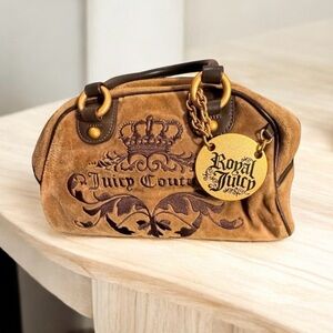 Juicy Couture Vintage Bowler bag tan velour royal juicy bag